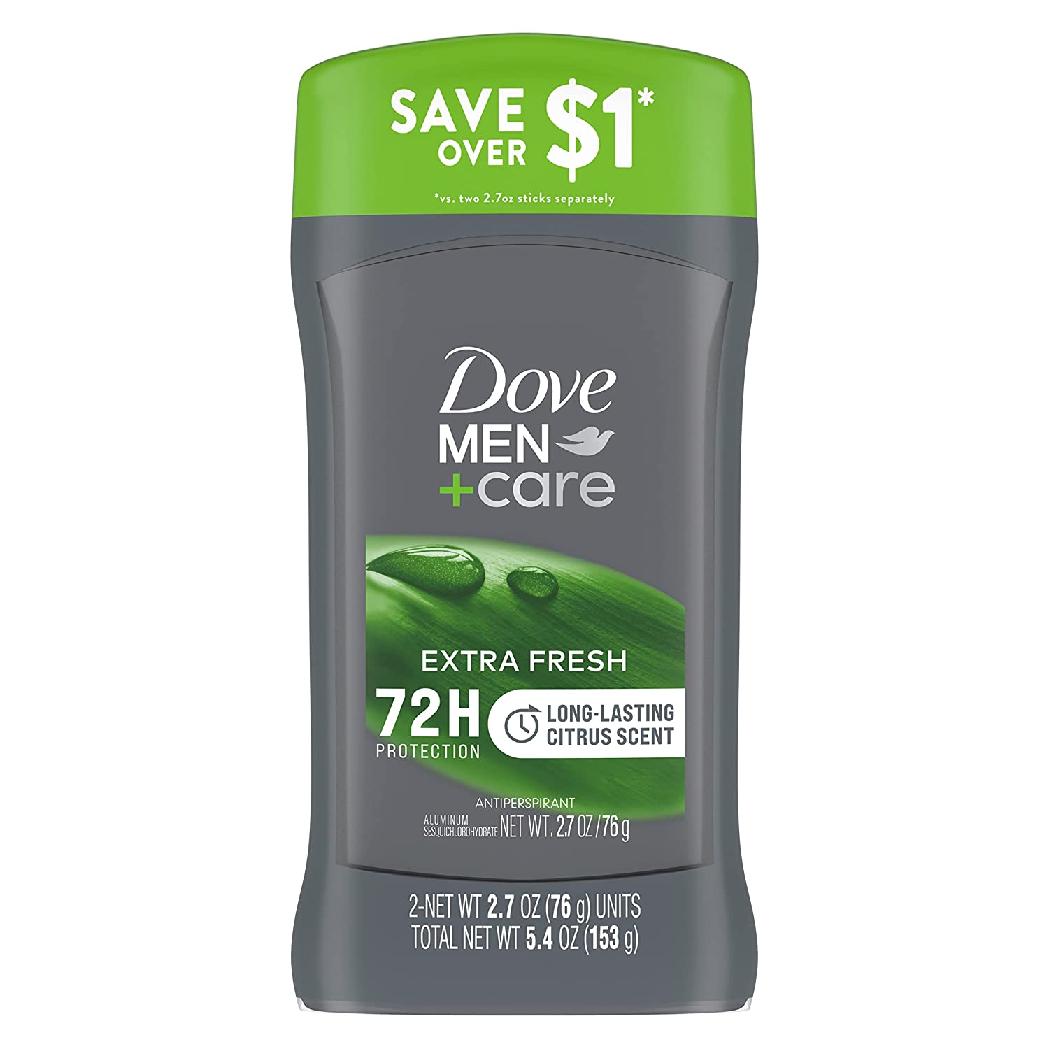 230816080439810_1 Dove Men+Care Extra Fresh Men's Antiperspirant Deodorant Stick Extra Fresh Twin pack With 72-hour sweat & odor protection with 1/4 Moisturizing Cream & Long-lasting Citrus Scent 2.7 oz - Image 1
